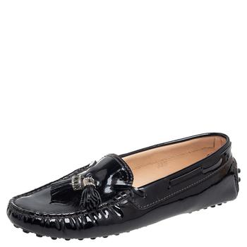 [二手商品] Tod's | Tod's Black Patent Leather Bow Slip On Loafers Size 35.5商品图片,2.8折