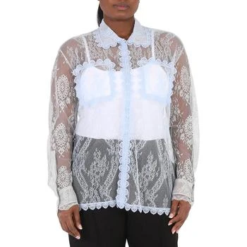 Burberry | Ladies Pale Blue Long-sleeve Lace Shirt 2.5折, 满$75减$5, 满减