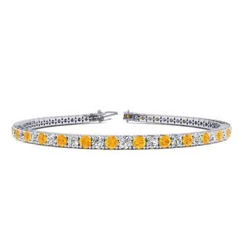 SSELECTS | 3 1/2 Carat Citrine And Diamond Tennis Bracelet In 14 Karat White Gold, 6 1/2 Inches,商家Premium Outlets,价格¥14983