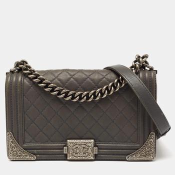 [二手商品] Chanel | Chanel Grey Quilted Leather Medium Paris Dallas Boy Flap Bag商品图片,7.3折, 满1件减$100, 满减