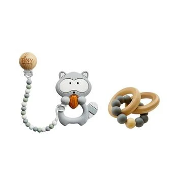 Tiny Teethers Designs | 3 Stories Trading Tiny Teethers Infant Silicone And Beech Rattle And Teether Gift Set, Raccoon,商家Macy's,价格¥261