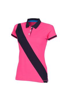 the row帆布鞋, Front Row | Front Row Womens/Ladies Diagonal Stripe House Slim Fit Polo Shirt (Bright Pink/ Navy)商品图片 5.6折