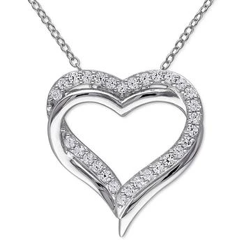 Macy's | Lab-Grown White Sapphire Heart 18" Pendant Necklace (5/8 ct. t.w.) in Sterling Silver,商家Macy's,价格¥590