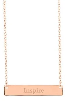 Sterling Forever | Inspirational 14K Rose Gold Plated Sterling Silver Bar Pendant Necklace 3.8折, 独家减免邮费