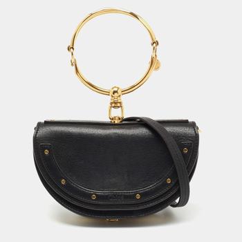 [二手商品] Chloé | Chloe Black Leather Small Nile Bracelet Minaudière Crossbody Bag商品图片,6折
