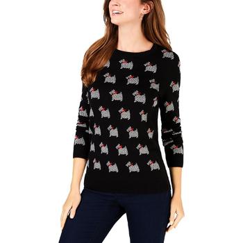 推荐Charter Club Womens Animal Print Ribbed Trim Pullover Sweater商品