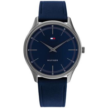 tommy hilfiger手表是什么牌子, Tommy Hilfiger | Men's Blue Leather Strap Watch 40mm商品图片 8折×额外8.5折, 额外八五折