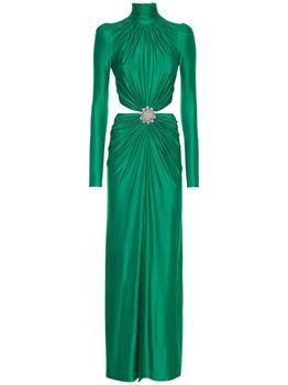 商品Paco Rabanne | Shiny Jersey Cutout Long Dress W/ Brooch,商家LUISAVIAROMA,价格¥14787图片