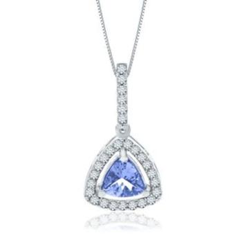 商品Diamond Muse 0.30 cttw 14KT White Gold Tanzanite Diamond Accent Pendant Neckalce for Women图片