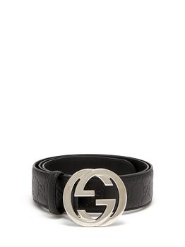 推荐Signature GG-logo leather belt商品