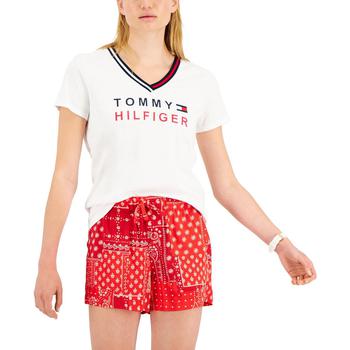 Tommy Hilfiger | Tommy Hilfiger Womens V-Neck Logo T-Shirt商品图片,5折, 独家减免邮费