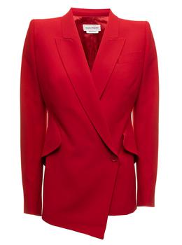 Alexander McQueen | Asymmetrical Double-Breasted  Red Wool  Jacket Alexander Mcqueen Woman商品图片,7折