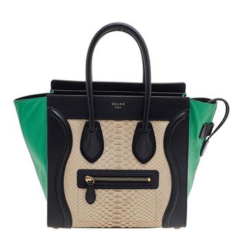 celine tote, [二手商品] Celine | Celine Tri Color Python And Leather Micro Luggage Tote商品图片 5折, 满1件减$100, 满减