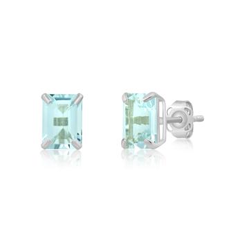 商品MAX + STONE | 14k White Gold Solitaire Emerald-Cut Gemstone Stud Earrings (7x5mm),商家Premium Outlets,价格¥573图片