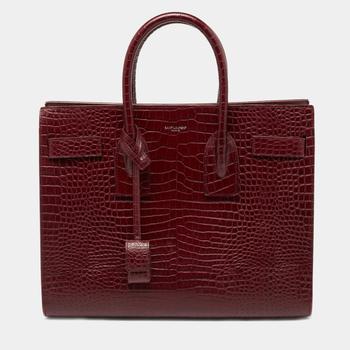 ysl小粉条多少钱, [二手商品] Yves Saint Laurent | Saint Laurent Burgundy Croc Embossed Leather Small Sac De Jour Tote商品图片 7.2折, 满1件减$100, 满减
