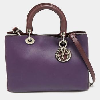 迪奥托特包, [二手商品] Dior | Dior Purple/Silver Leather and Python Medium Diorissimo Shopper Tote商品图片 7.4折, 满1件减$100, 满减