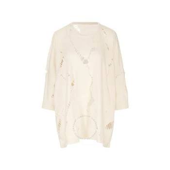 YOHJI YAMAMOTO | Ys Ladies Ivory Oversized Wool Blend T-Shirt With Distressed Effect,商家Jomashop,价格¥801