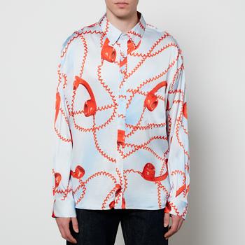 推荐Martine Rose Men's Oversized Phone Print Shirt - White/Red商品