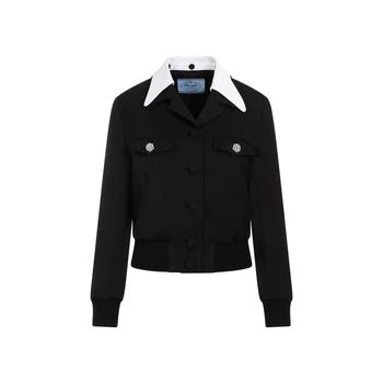 Prada | PRADA  SINGLE-BREASTED WOOL AND SATIN JACKET 6.6折