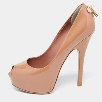 lv高跟鞋, [二手商品] Louis Vuitton | Louis Vuitton Brown Patent Leather Oh Really!  Pumps Size 37商品图片 8.7折, 满1件减$100, 满减