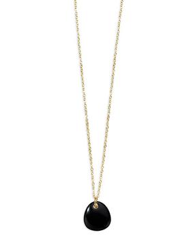 商品18K Yellow Gold Rock Candy® Small Onyx Pebble Pendant Necklace, 16-18"图片