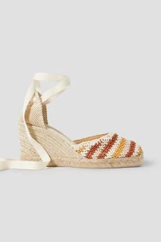 CASTAÑER | Carina 80 canvas and crochet-knit wedge espadrilles,商家THE OUTNET US,价格¥523