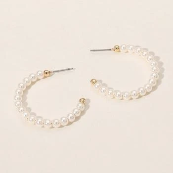 FASHNZFAB | Pearl Hoop Earrings - Cream, Gold,商家Premium Outlets,价格¥149