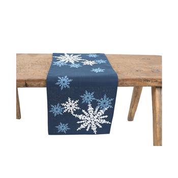 商品Magical Snowflakes Crewel Embroidered Christmas Table Runner图片