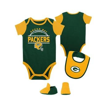 Outerstuff | Baby Boys and Girls Green, Gold Green Bay Packers Home Field Advantage Three-Piece Bodysuit, Bib and Booties Set,商家Macy's,价格¥238