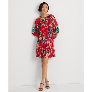 女装拉夫劳伦连衣裙, Ralph Lauren | Floral Crinkle Georgette Long-Sleeve Dress商品图片 6折
