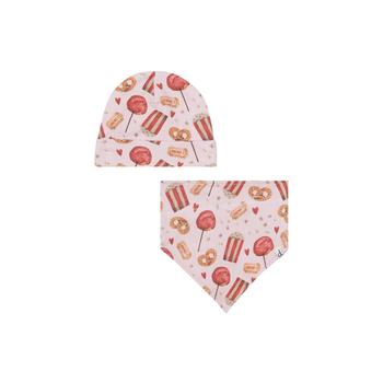 商品Deux par Deux | Baby Girl Organic Cotton Printed Hat & Bib Set Light Pink Popcorn & Lollipop - Infant,商家Macy's,价格¥187图片