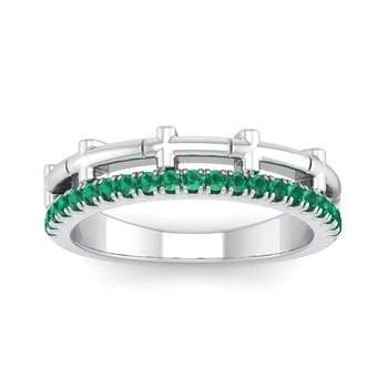 SSELECTS | 1/3 Carat Emerald Cross Wedding Band In 14 Karat White Gold,商家Premium Outlets,价格¥2432