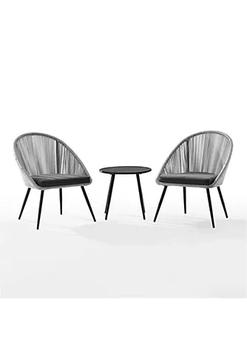 Crosley, Crosley Furniture | Crosley Furniture CO7325MB-GY 82 x 20.50 x 31.50 in. Aspen Outdoor Rope Chair Set - Side Table & 2 Chairs Gray & Matte Black - 3 Piece商品图片 