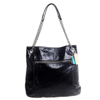 coach托特包链条包, [二手商品] Coach | Coach Black Crackled Leather Chain Tote商品图片 5.5折