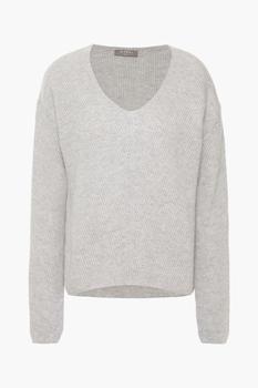 N.PEAL | Pointelle-trimmed mélange ribbed cashmere sweater商品图片,2.9折