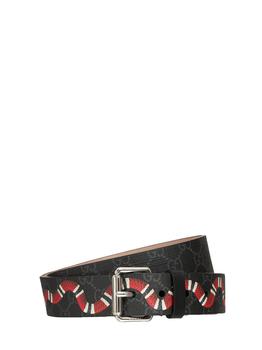 gucci皮带男, Gucci | 3.5cm Snake Printed Faux Leather Belt商品图片 