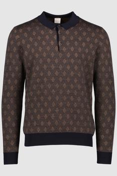 PAL ZILERI, PAL ZILERI | Men's Pal Zileri Navy Long Sleeve Knitted Polo Shirt商品图片 