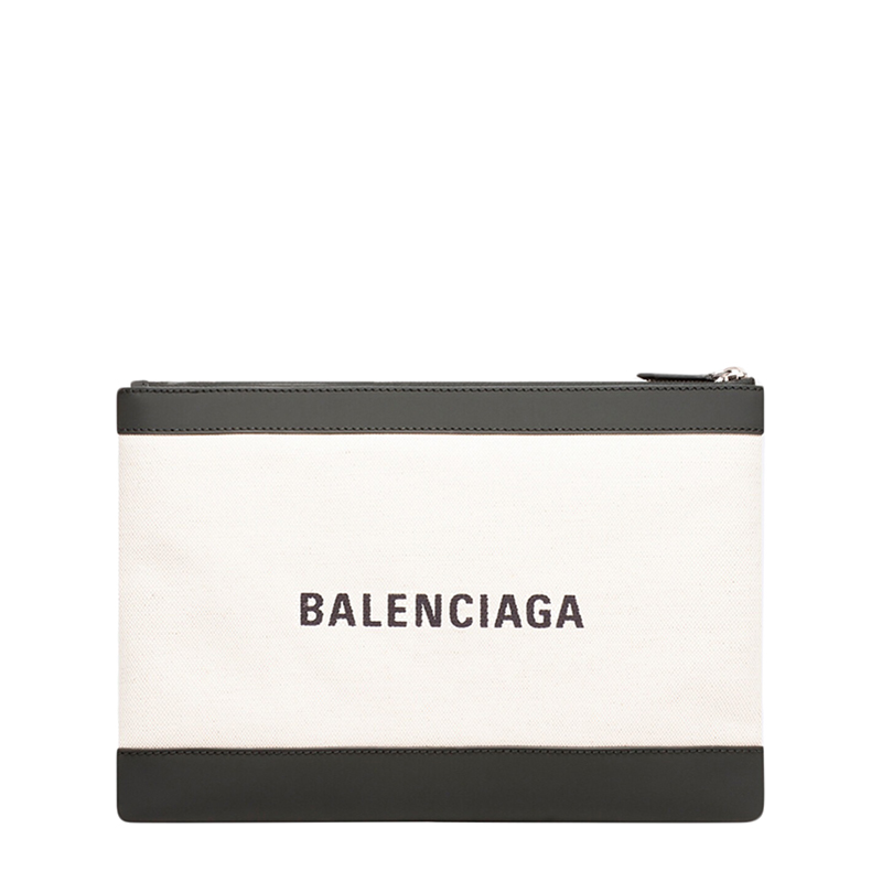 商品Balenciaga | Balenciaga/巴黎世家 NAVY CLIP系列 男士中号白色棉质黑边黑标防水手拿包3738342HHCN9260,商家VP FRANCE,价格¥3516图片