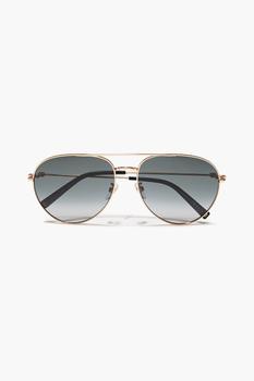 推荐Aviator-style rose gold-tone sunglasses商品