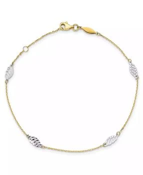 Macy's | Polished Leaf Anklet in 14k Yellow and White Gold,商家Macy's,价格¥1992