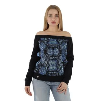 推荐Ladies Black/Multi Crystal Cotton Jersey Sweatshirt商品