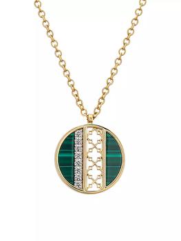 商品Birks | Dare To Dream 18K Yellow Gold, Malachite & 0.14 TCW Diamond Pendant Necklace,商家Saks Fifth Avenue,价格¥21520图片