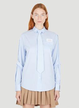 Rokh | Pinstripe Sleeve Strap Shirt in Light Blue商品图片,