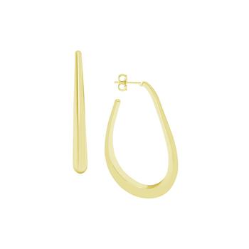 商品Polished Oblong Graduated Post Hoop Earring in Silver Plate or Gold Plate图片