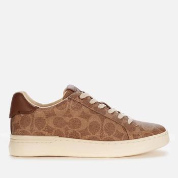 蔻驰女鞋, Coach | Coach Women's Lowline Coated Canvas Trainers - Tan商品图片 