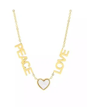 STEELTIME | 18K Gold Plated Stainless Steel Peace Love Drop Necklace with Heart Charm,商家Macy's,价格¥463