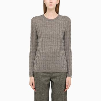 Max Mara | Grey wool cable knit sweater商品图片,