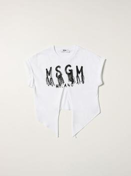 推荐Msgm T-shirt with fringed logo商品
