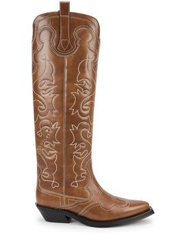 推荐Embroidered knee-high leather cowboy boots商品