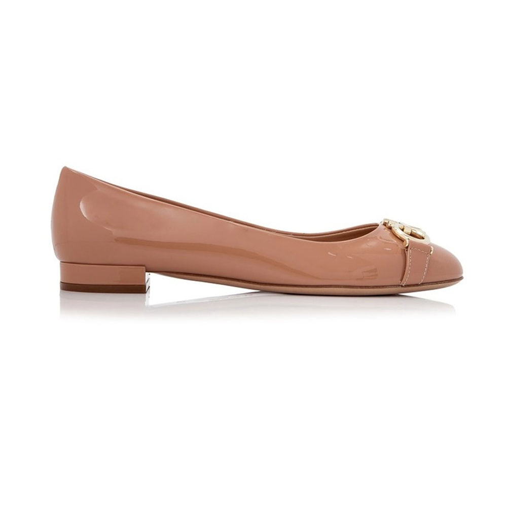 菲拉格慕芭蕾鞋女鞋, Salvatore Ferragamo | SALVATORE FERRAGAMO 女士裸粉色皮革蝴蝶结装饰低跟单鞋 0704743商品图片 独家减免邮费